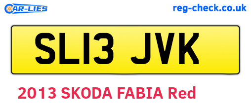 SL13JVK are the vehicle registration plates.