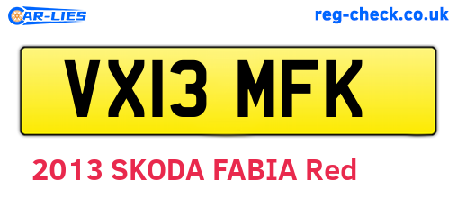 VX13MFK are the vehicle registration plates.
