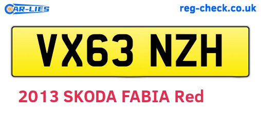 VX63NZH are the vehicle registration plates.