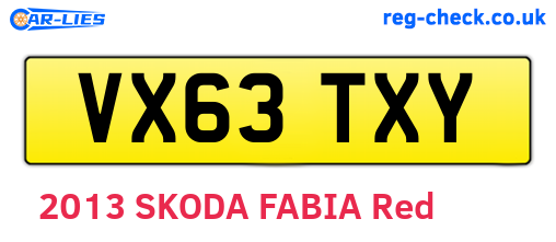 VX63TXY are the vehicle registration plates.