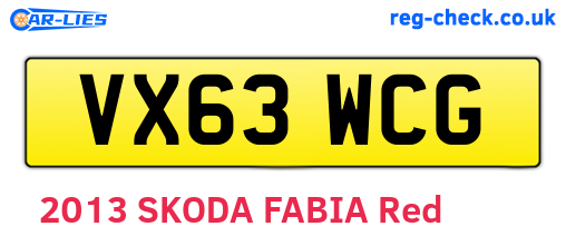 VX63WCG are the vehicle registration plates.