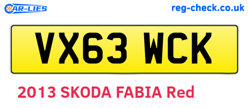 VX63WCK are the vehicle registration plates.