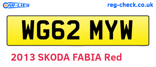 WG62MYW are the vehicle registration plates.