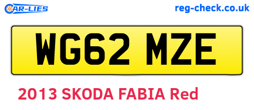 WG62MZE are the vehicle registration plates.