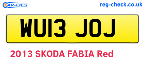 WU13JOJ are the vehicle registration plates.