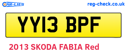 YY13BPF are the vehicle registration plates.