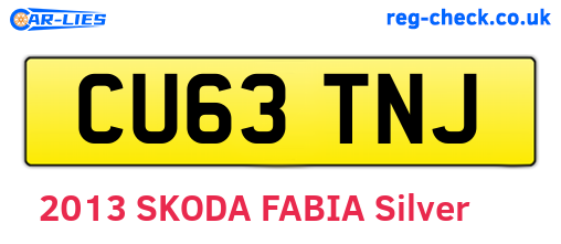 CU63TNJ are the vehicle registration plates.