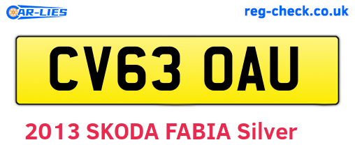 CV63OAU are the vehicle registration plates.