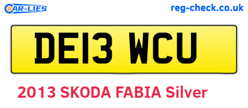 DE13WCU are the vehicle registration plates.