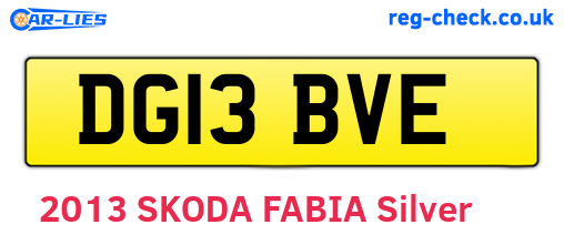 DG13BVE are the vehicle registration plates.