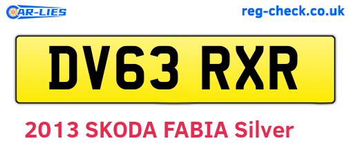 DV63RXR are the vehicle registration plates.