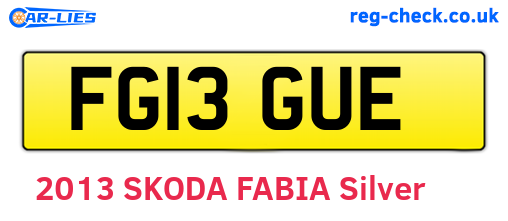 FG13GUE are the vehicle registration plates.