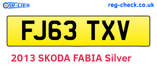 FJ63TXV are the vehicle registration plates.