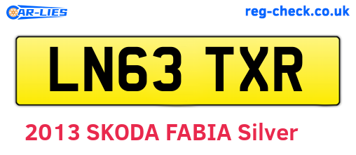 LN63TXR are the vehicle registration plates.
