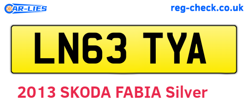 LN63TYA are the vehicle registration plates.