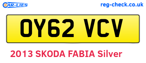 OY62VCV are the vehicle registration plates.