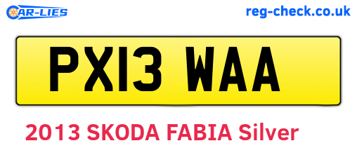 PX13WAA are the vehicle registration plates.