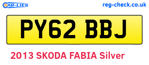 PY62BBJ are the vehicle registration plates.