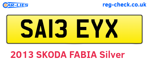 SA13EYX are the vehicle registration plates.