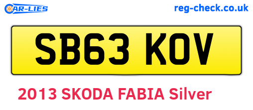 SB63KOV are the vehicle registration plates.