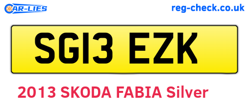 SG13EZK are the vehicle registration plates.