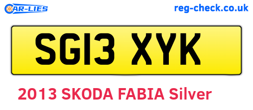 SG13XYK are the vehicle registration plates.