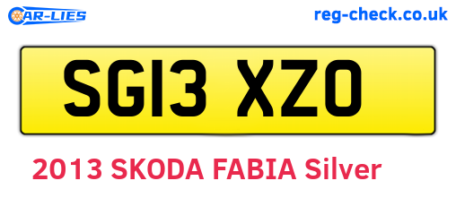 SG13XZO are the vehicle registration plates.