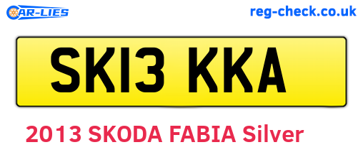SK13KKA are the vehicle registration plates.