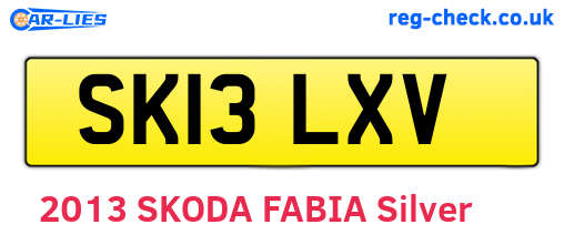 SK13LXV are the vehicle registration plates.