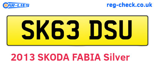 SK63DSU are the vehicle registration plates.
