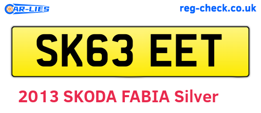 SK63EET are the vehicle registration plates.