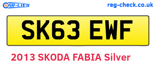 SK63EWF are the vehicle registration plates.