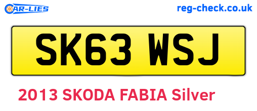 SK63WSJ are the vehicle registration plates.