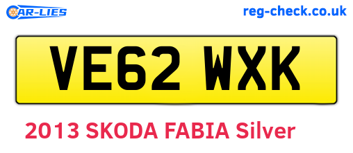 VE62WXK are the vehicle registration plates.