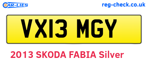 VX13MGY are the vehicle registration plates.