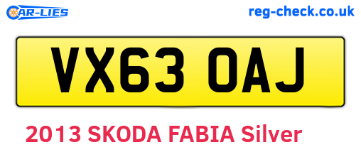 VX63OAJ are the vehicle registration plates.