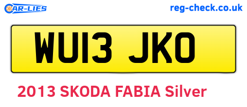 WU13JKO are the vehicle registration plates.