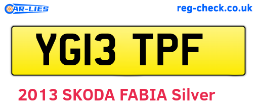 YG13TPF are the vehicle registration plates.