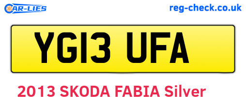 YG13UFA are the vehicle registration plates.