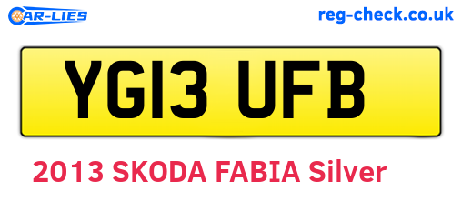 YG13UFB are the vehicle registration plates.