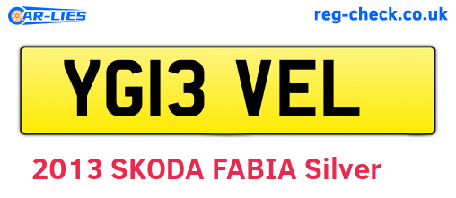 YG13VEL are the vehicle registration plates.