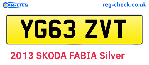 YG63ZVT are the vehicle registration plates.