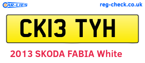 CK13TYH are the vehicle registration plates.