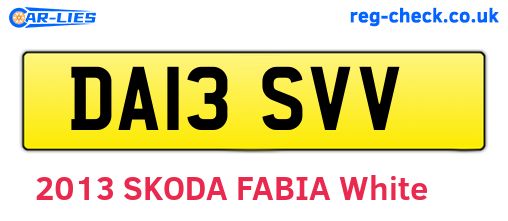 DA13SVV are the vehicle registration plates.