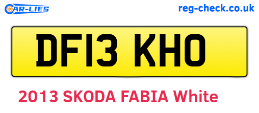 DF13KHO are the vehicle registration plates.