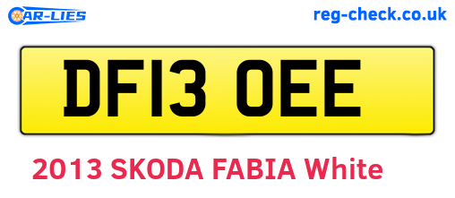 DF13OEE are the vehicle registration plates.