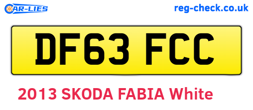 DF63FCC are the vehicle registration plates.