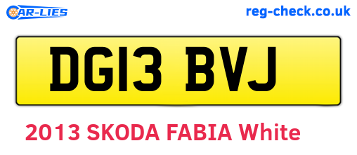 DG13BVJ are the vehicle registration plates.