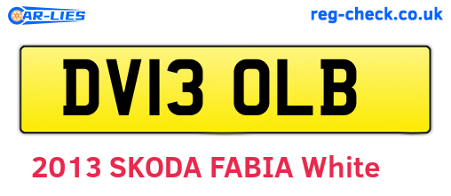 DV13OLB are the vehicle registration plates.