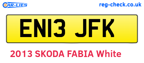 EN13JFK are the vehicle registration plates.